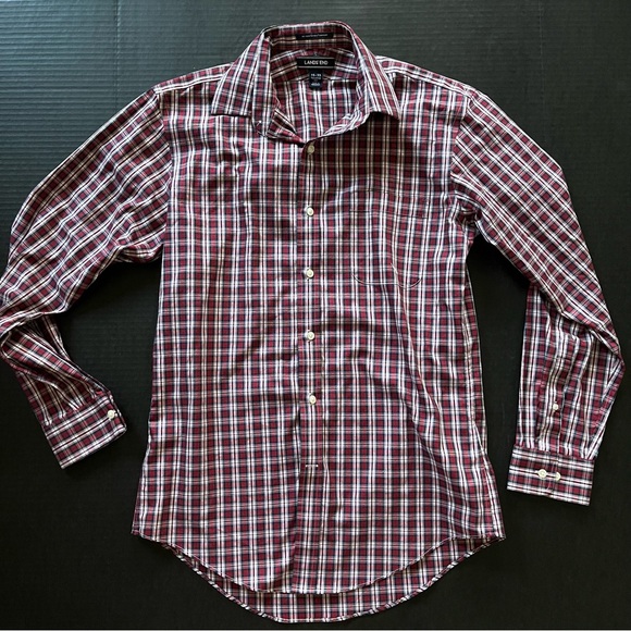 LAND’S END Red Plaid Shirt - Picture 1 of 7
